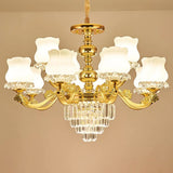 White Glass Modern Blossom Pendulum Light – Gold Living Room Pendant Chandelier 12 /