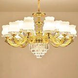 White Glass Modern Blossom Pendulum Light – Gold Living Room Pendant Chandelier 18 /