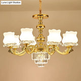 White Glass Modern Blossom Pendulum Light – Gold Living Room Pendant Chandelier