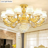 White Glass Modern Blossom Pendulum Light – Gold Living Room Pendant Chandelier