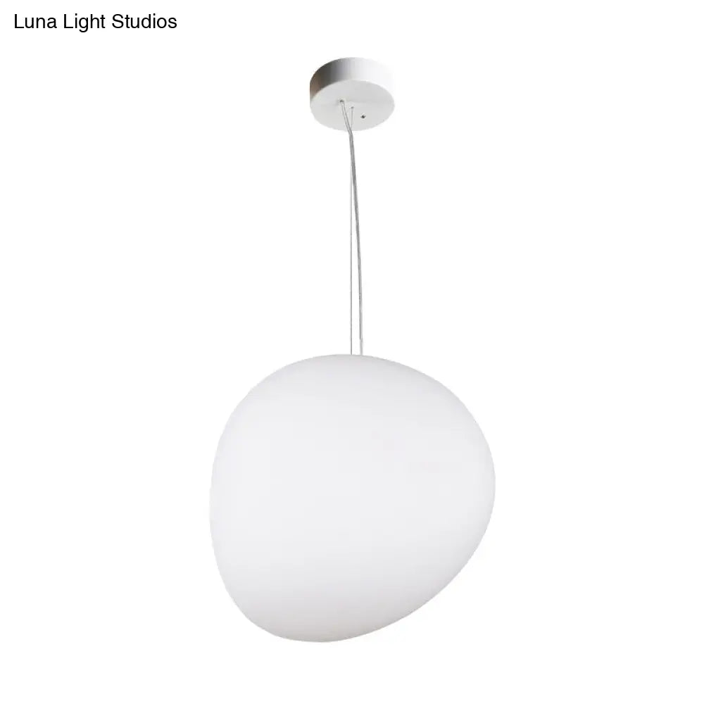 White Glass Oval Ceiling Pendant Light - 6’’/9’’/12.5’’ Wide - Simple Style - 1 Light Hanging Lamp Kit