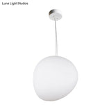 White Glass Oval Ceiling Pendant Light - 6’’/9’’/12.5’’ Wide - Simple Style - 1 Light Hanging Lamp Kit