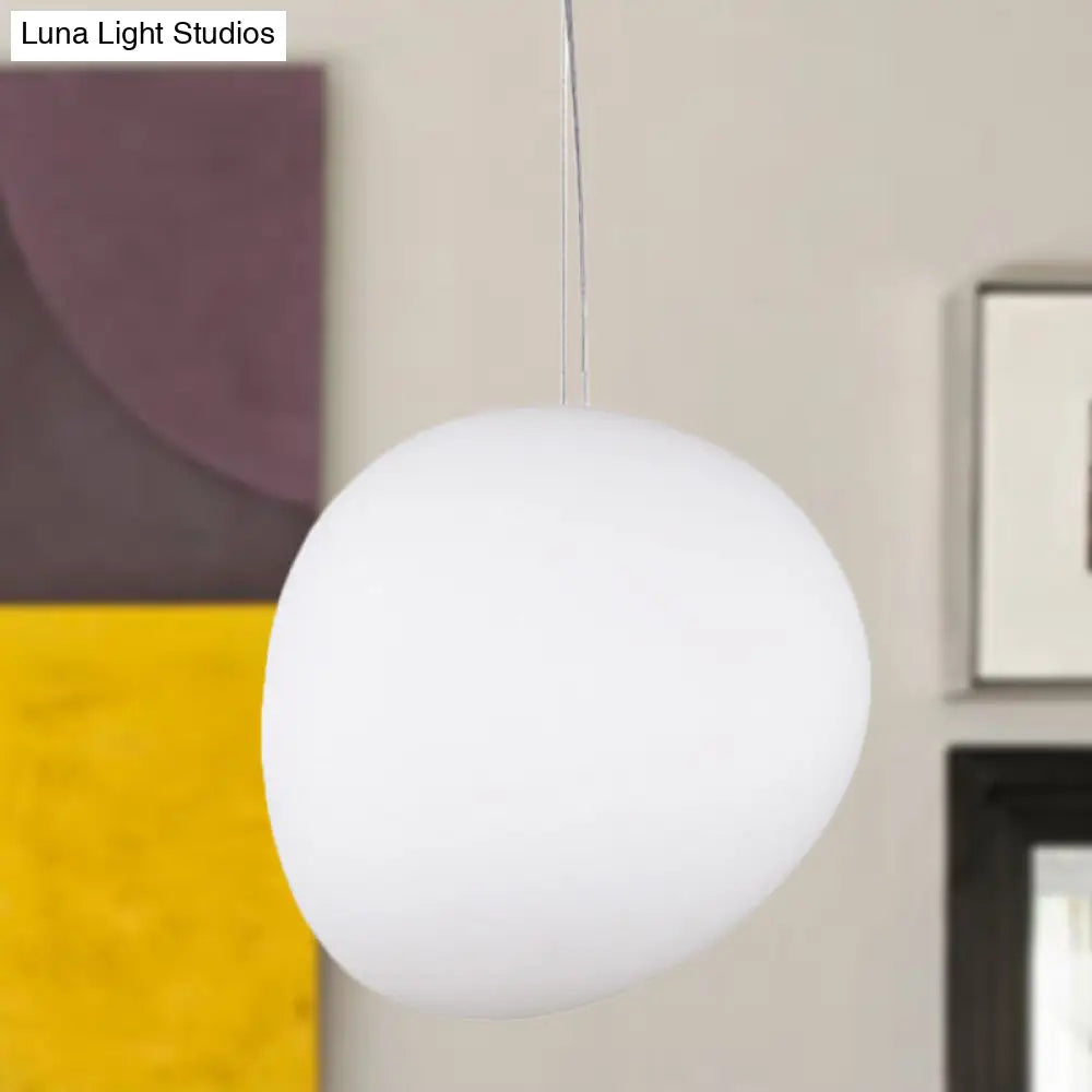White Glass Oval Ceiling Pendant Light - 6’’/9’’/12.5’’ Wide - Simple Style - 1 Light Hanging Lamp Kit