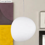 White Glass Oval Ceiling Pendant Light - 6’’/9’’/12.5’’ Wide - Simple Style - 1 Light Hanging Lamp Kit