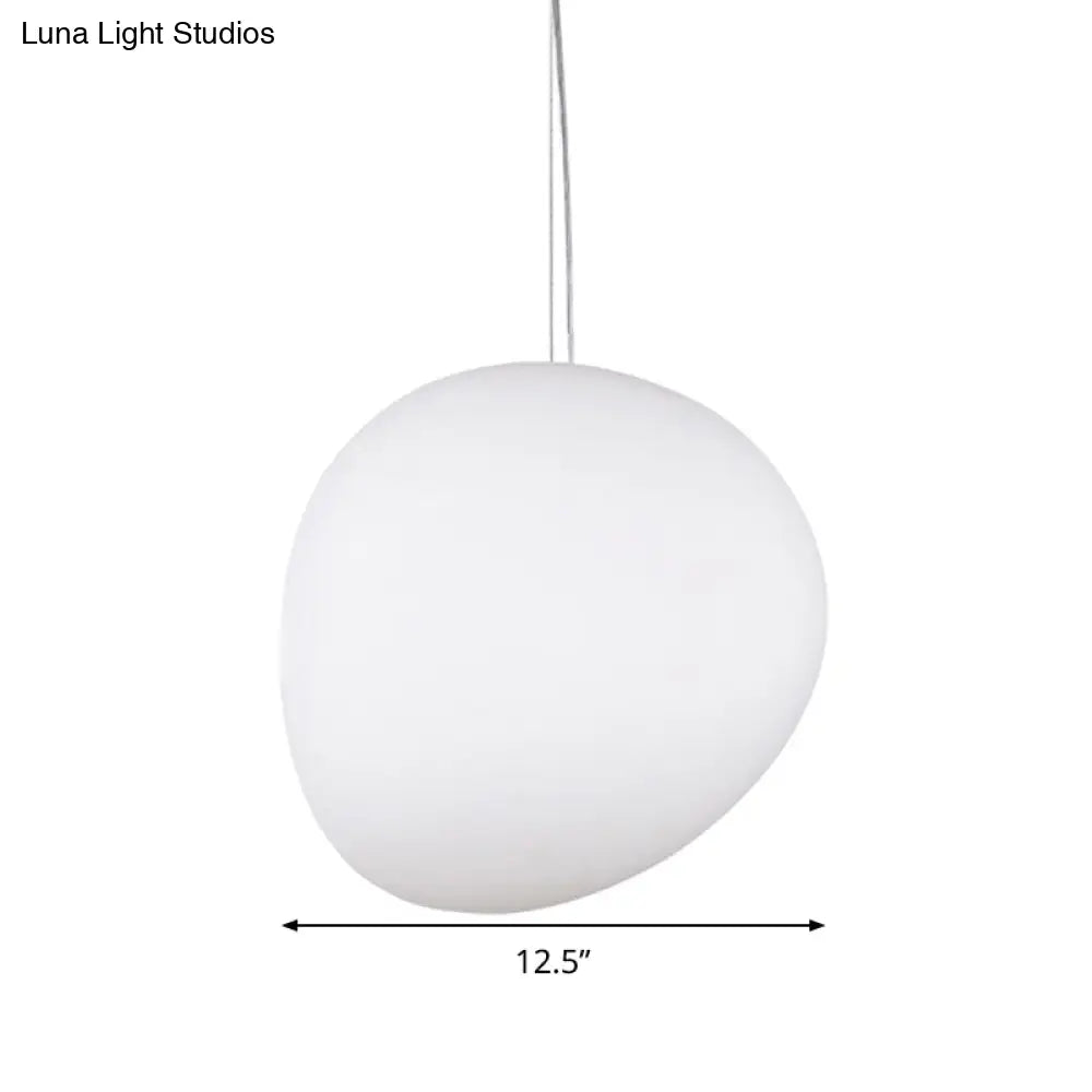 White Glass Oval Ceiling Pendant Light - 6’’/9’’/12.5’’ Wide - Simple Style - 1 Light Hanging Lamp Kit