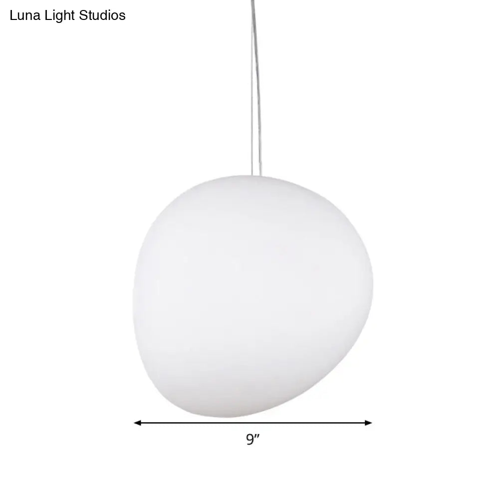 White Glass Oval Ceiling Pendant Light - 6’’/9’’/12.5’’ Wide - Simple Style - 1 Light Hanging Lamp Kit
