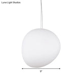 White Glass Oval Ceiling Pendant Light - 6’’/9’’/12.5’’ Wide - Simple Style - 1 Light Hanging Lamp Kit