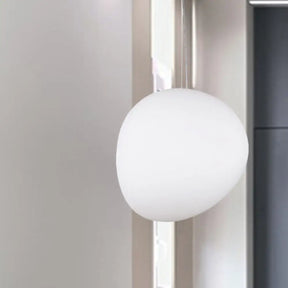 White Glass Oval Ceiling Pendant Light - 6’’/9’’/12.5’’ Wide - Simple Style - 1 Light Hanging Lamp Kit White / 6’’