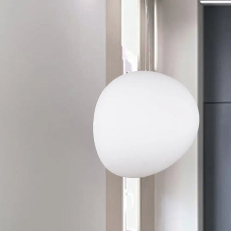 White Glass Oval Ceiling Pendant Light - 6’’/9’’/12.5’’ Wide - Simple Style - 1 Light Hanging Lamp Kit White / 6’’
