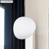 White Glass Oval Ceiling Pendant Light - 6’’/9’’/12.5’’ Wide - Simple Style - 1 Light Hanging Lamp Kit
