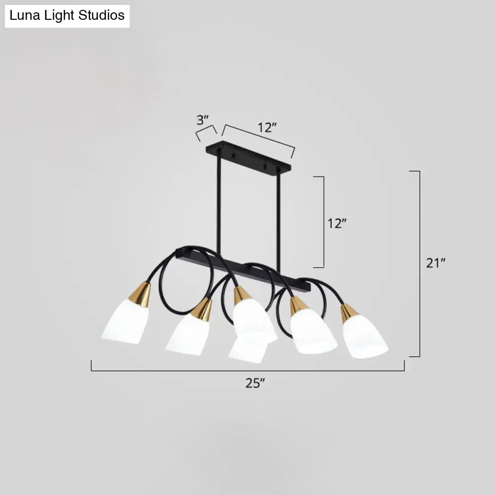 White Glass Tulip Suspension Light Modern Island Ceiling Fixture For Dining Room