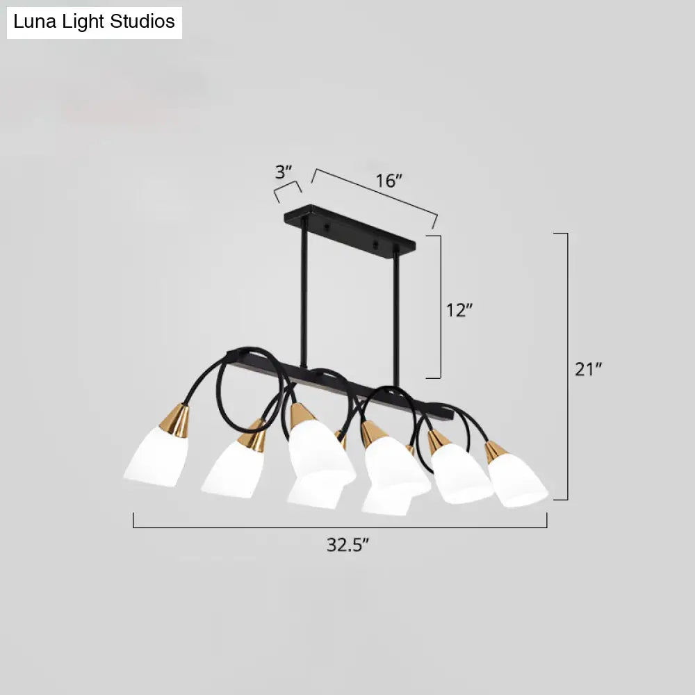 White Glass Tulip Suspension Light Modern Island Ceiling Fixture For Dining Room