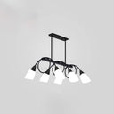 White Glass Tulip Suspension Light Modern Island Ceiling Fixture For Dining Room 6 / Black