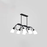 White Glass Tulip Suspension Light Modern Island Ceiling Fixture For Dining Room 6 / Black