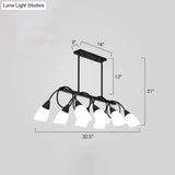 White Glass Tulip Suspension Light Modern Island Ceiling Fixture For Dining Room
