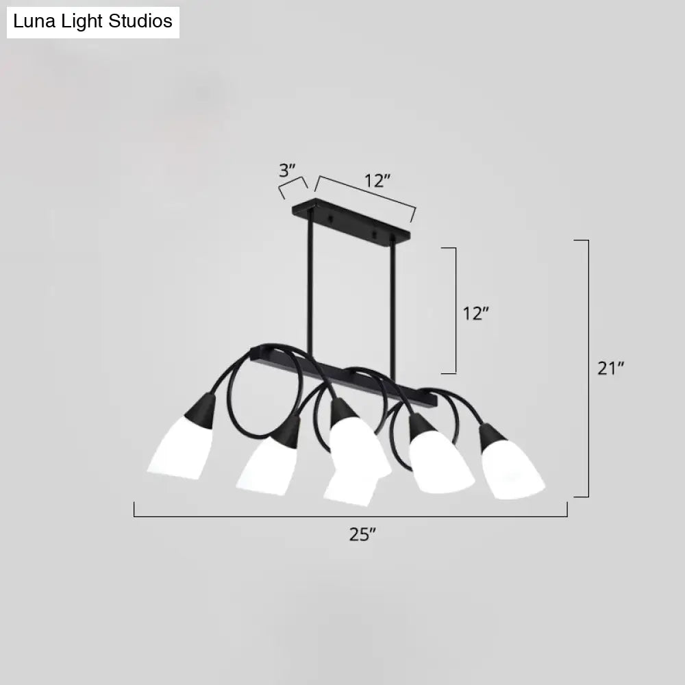 White Glass Tulip Suspension Light Modern Island Ceiling Fixture For Dining Room