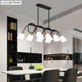 White Glass Tulip Suspension Light Modern Island Ceiling Fixture For Dining Room