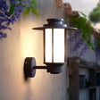 White Glass Wall Mount Outdoor Sconce Light - Lodge Style With Coffee Finish