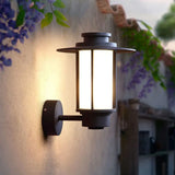 White Glass Wall Mount Outdoor Sconce Light - Lodge Style With Coffee Finish