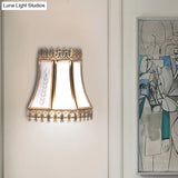White Glass Wall Sconce Light Retro Flush Mount Lamp - Empire Design For Living Room