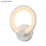 White Led Acrylic Hoop Wall Sconce - Minimalist Mounted Lamp For Corners