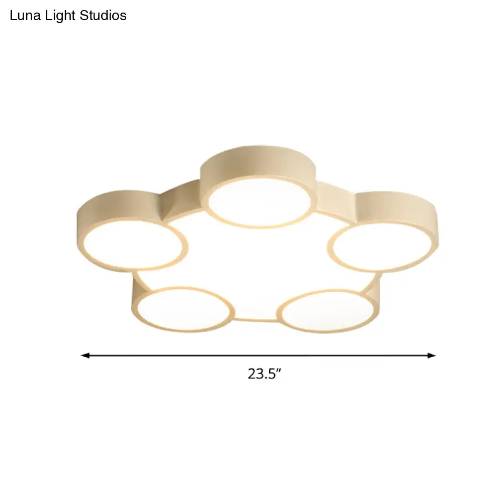 White Led Flush Mount Ceiling Lamp For Kindergarten With Simple Acrylic Design