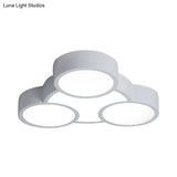 White Led Flush Mount Ceiling Lamp For Kindergarten With Simple Acrylic Design