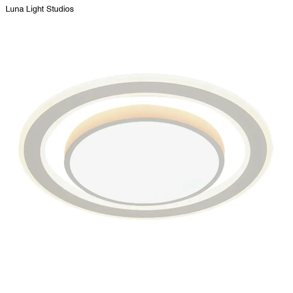 White Led Flush Mount Lamp For Bedroom Acrylic Round/Square Flushmount Fixture