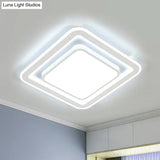 White Led Flush Mount Lamp For Bedroom Acrylic Round/Square Flushmount Fixture