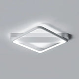 White Led Flush Mount Light: Modern Geometric Fixture For Bedroom Ceiling / 25.5’ Rhombus