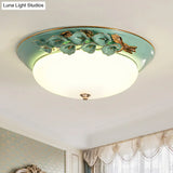 White Led Flush Mount Lighting For Bedroom - Pastoral Bowl Ceiling Fixture (1 Light Metal