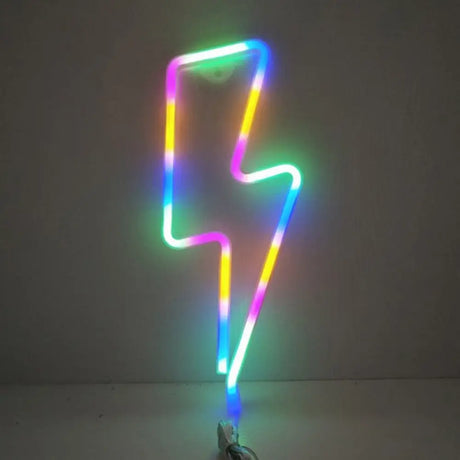 White Led Lightning Bolt Table Lamp: Artistic Rubber Bedroom Nightstand Light With Battery / Multi