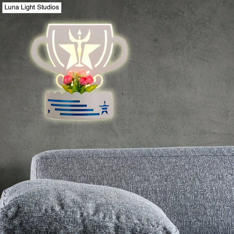 White Led Sconce With Shelf - Stylish Wall Light For Adult Bedroom
