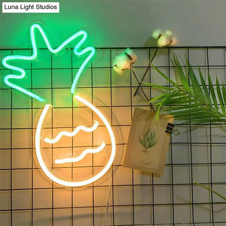 White Led Wall Night Lighting - Contemporary Plastic Pineapple Design For Nightstands