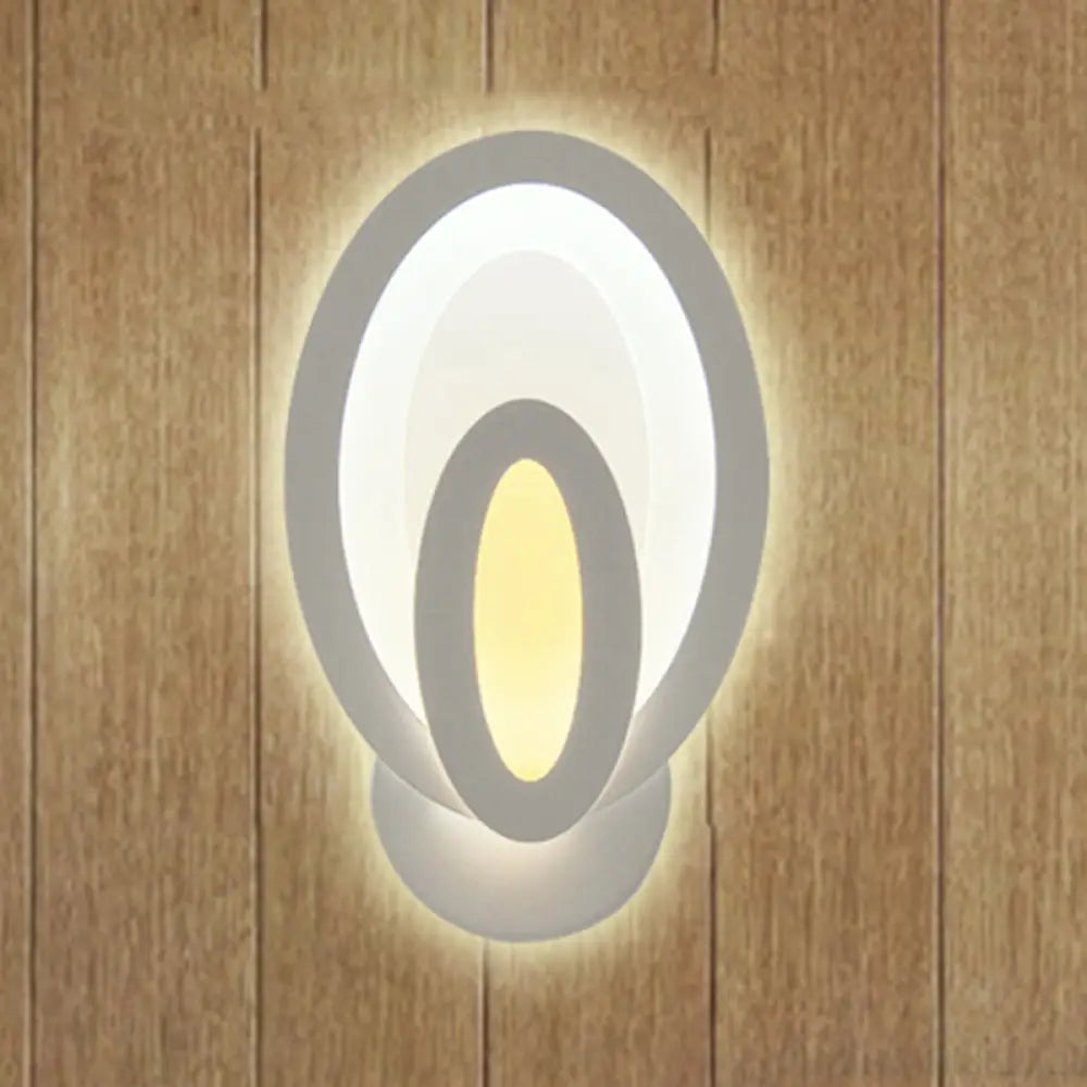 White Led Wall Sconce For Modern Bedroom And Living Room Design / Oval