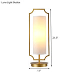 White Luxury Cylinder Nightstand Light: Metal Table Lamp For Living Room