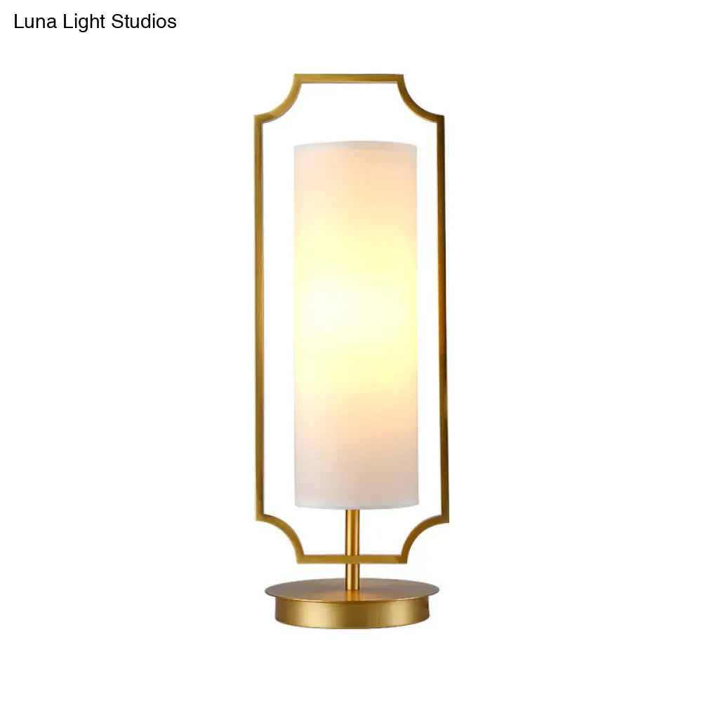 White Luxury Cylinder Nightstand Light: Metal Table Lamp For Living Room