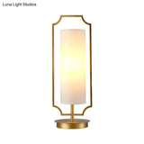 White Luxury Cylinder Nightstand Light: Metal Table Lamp For Living Room