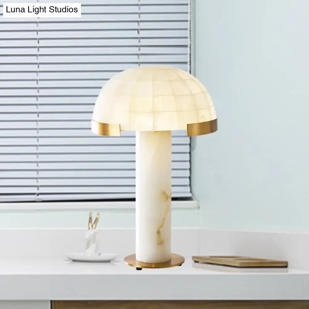 White Marble Domed 1-Head Modern Task Reading Light For Bedside