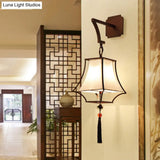 White Metal Empire Shade Wall Sconce With 1 Classic Light For Hallways