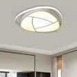 White Metal Led Flush Mount Ceiling Light With Acrylic Shade - Flower Bedroom