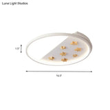 White Metal Ring Ceiling Light With Star Design For Romantic Living Room