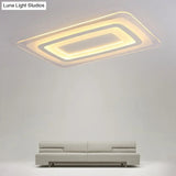 White Minimalist Led Flush Light: Ultrathin Rectangular Acrylic Ceiling Lamp For Living Room / 35.5