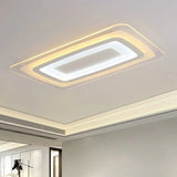 White Minimalist Led Flush Light: Ultrathin Rectangular Acrylic Ceiling Lamp For Living Room