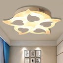 White Modern Baby Room Flush Ceiling Light With Heart Petal Design - Acrylic Pretty Lamp / 18’