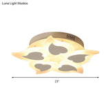 White Modern Baby Room Flush Ceiling Light With Heart Petal Design - Acrylic Pretty Lamp