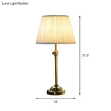 White Modern Table Lamp With Height Adjustable Design - Pleated Fabric Shade 1-Light Nightstand