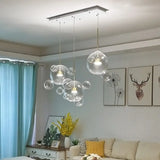 White Modernist Molecule-Shape Multi Pendant - 3 Down Lights Clear Glass Shade