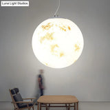 White Moon Acrylic Pendant Light - Elegant 1-Light Ceiling Fixture For Restaurants