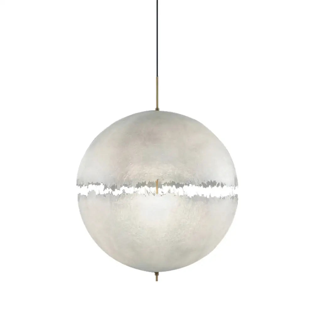White Moon Sphere Chandelier: 1-Head Resin Pendant Light For Hallway Decor / 12